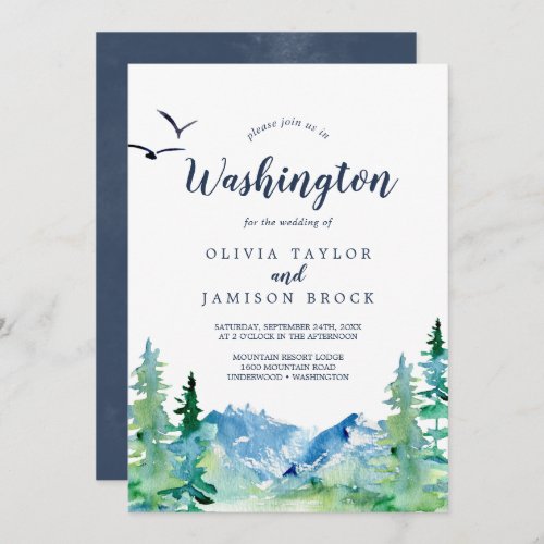 Washington Mountain Destination Wedding Invitation