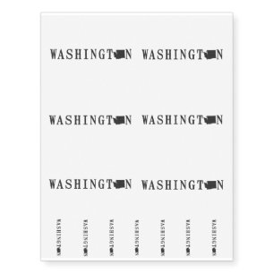 Washington Name with State Shaped Letter Temporary Tattoos