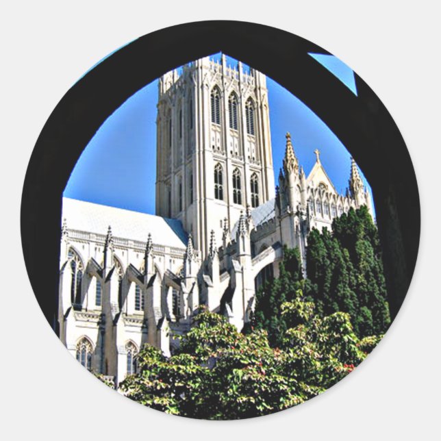 Washington National Cathedral Through Archway Classic Round Sticker (Front)