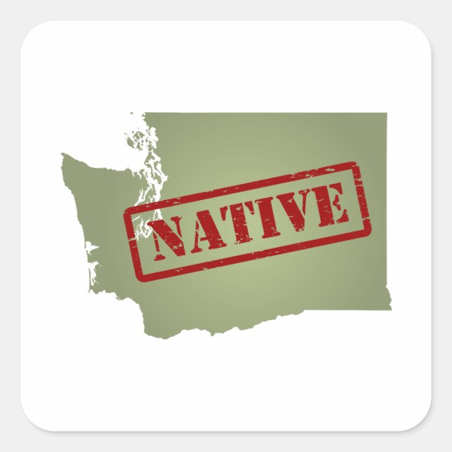 Washington Native with Washington Map Square Sticker (Front)