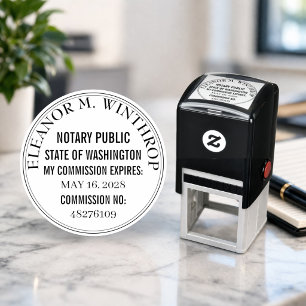 Washington Notary Public Round  Self-inking Stamp