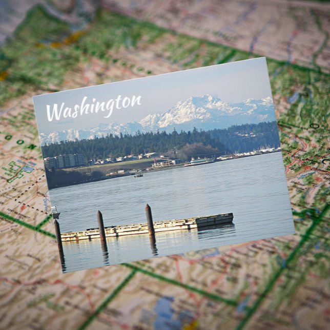 Washington Olympic Mountains View Travel Postcard (In Situ Map)