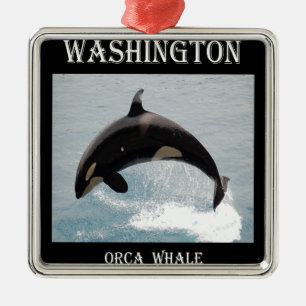 Washington Orca Whale Metal Ornament