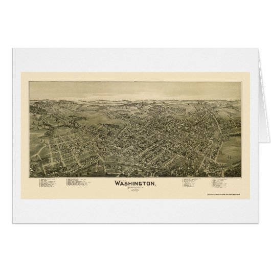 Washington, PA Panoramic Map - 1897 Cards (Front Horizontal)