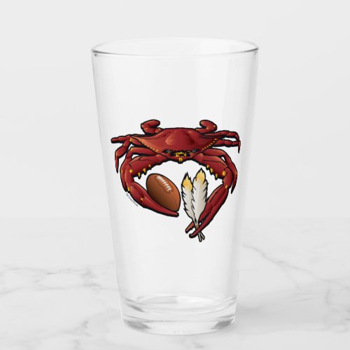 Washington Red Crab Football Crest Glass