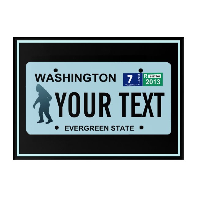 Washington Sasquatch License Plate Acrylic Print (Front)