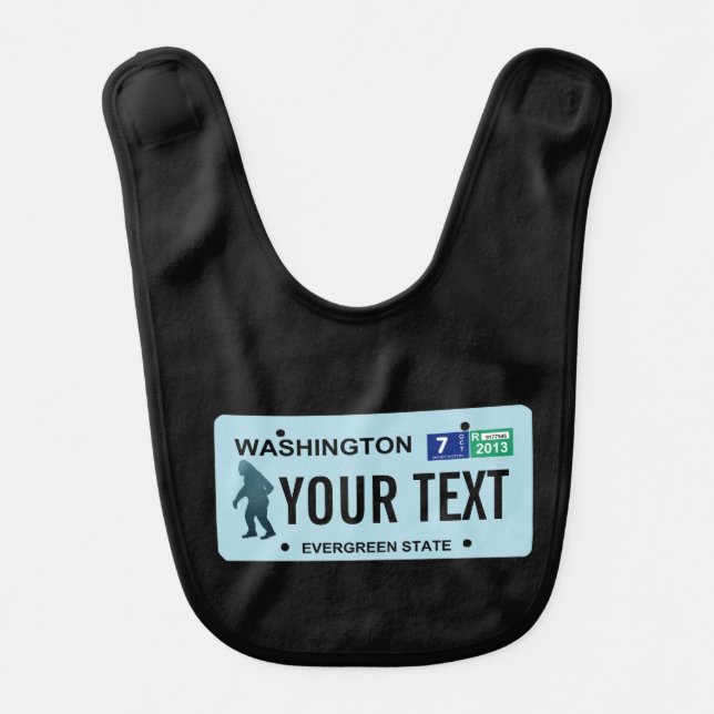 Washington Sasquatch License Plate Baby Bib (Front)