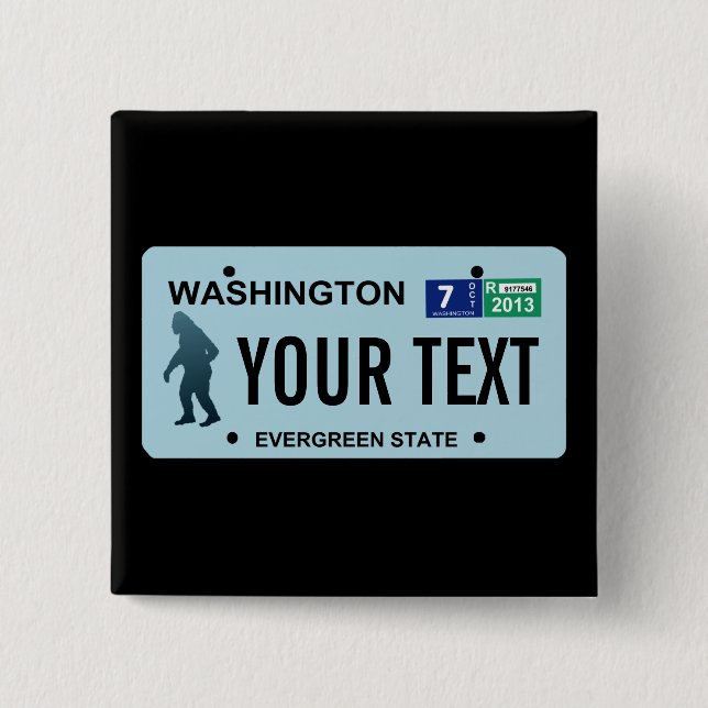 Washington Sasquatch License Plate Button (Front)