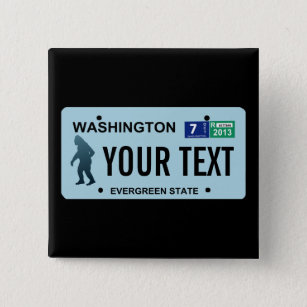 Washington Sasquatch License Plate Button