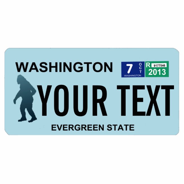 Washington Sasquatch License Plate Cutout (Front)
