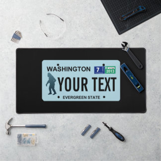 Washington Sasquatch License Plate Desk Mat