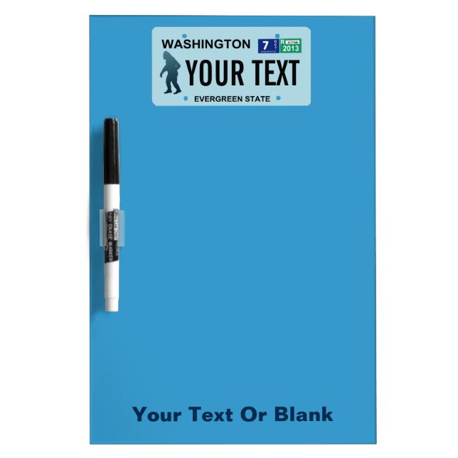 Washington Sasquatch License Plate Dry Erase Board (Front)