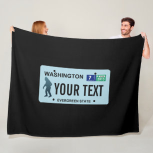 Washington Sasquatch License Plate Fleece Blanket