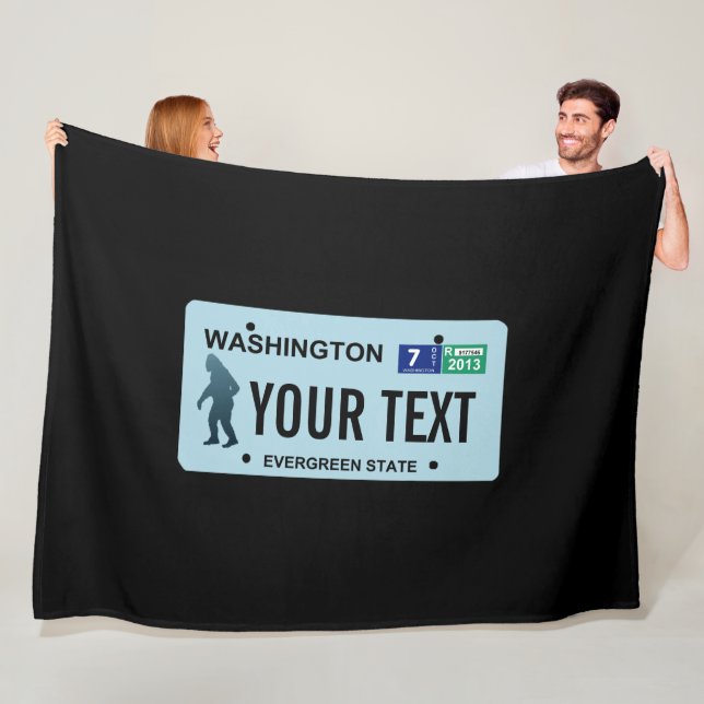 Washington Sasquatch License Plate Fleece Blanket (In Situ)