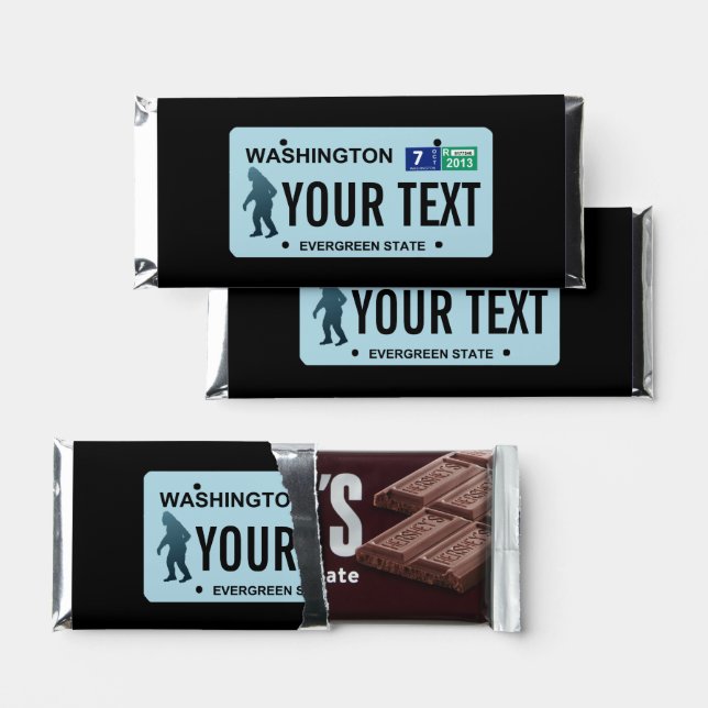 Washington Sasquatch License Plate Hershey Bar Favors (Front)