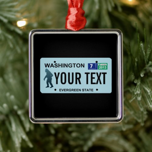 Washington Sasquatch License Plate Metal Ornament