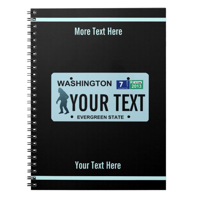 Washington Sasquatch License Plate Notebook (Front)