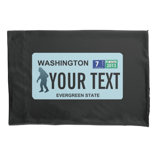 Washington Sasquatch License Plate Pillow Case (Front)