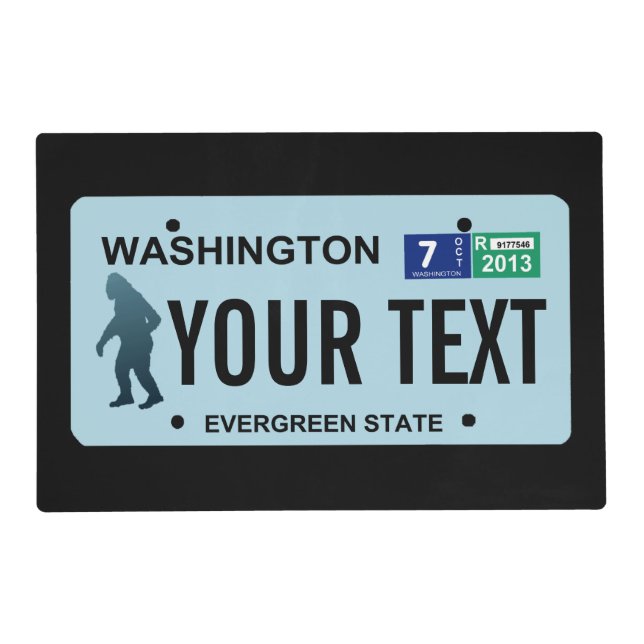 Washington Sasquatch License Plate Placemat (Front)
