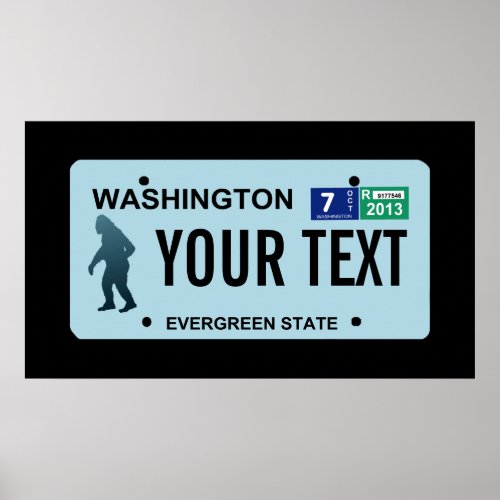 Washington Sasquatch License Plate Poster