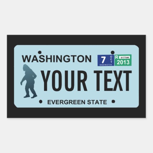 Washington Sasquatch License Plate Rectangular Sticker