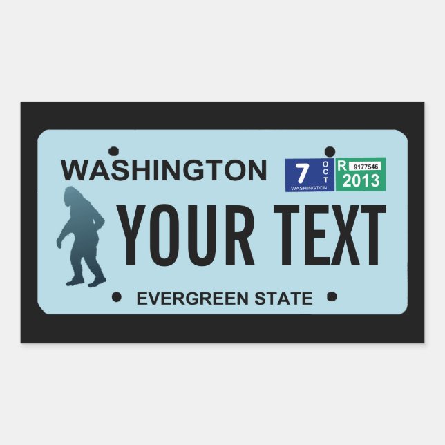 Washington Sasquatch License Plate Rectangular Sticker (Front)