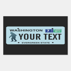 Washington Sasquatch License Plate Rectangular Sticker