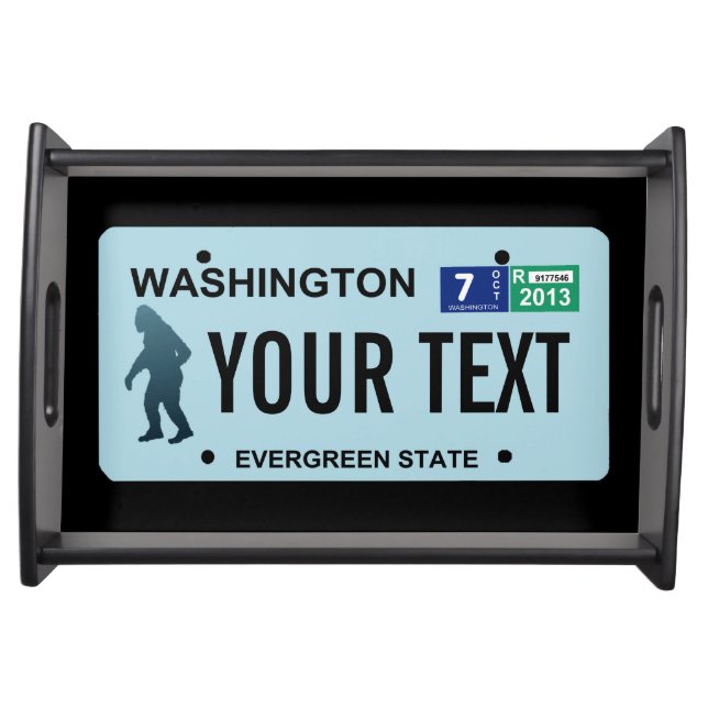 Washington Sasquatch License Plate Serving Tray (Front)