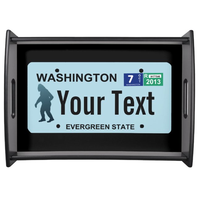 Washington Sasquatch License Plate Serving Tray (Front)