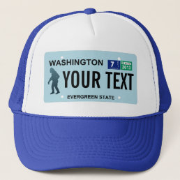 Washington Sasquatch License Plate Trucker Hat