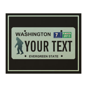 Washington Sasquatch License Plate Wood Wall Art