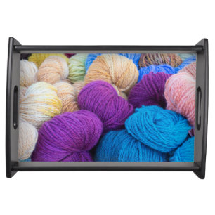 Washington, Seabeck. Balls of colorful yarn Serving Tray