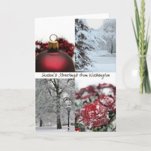 Washington Season's Greetings - Red collage Holiday Card