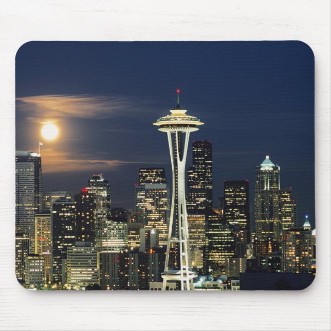 Washington, Seattle, Skyline at night from Kerry 1 Mouse Pad (Front)