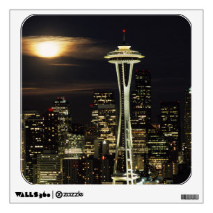 Washington, Seattle, Skyline at night from Kerry 2 Wall Decal