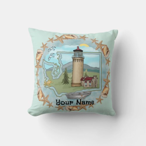Washington Shells Lighthouse custom name Pillow