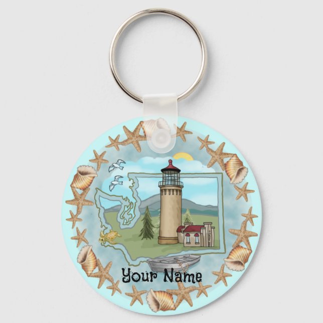Washington Shells Lighthouse  Keychain (Front)