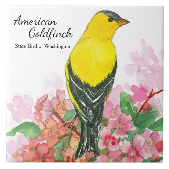 Washington Souvenir American Goldfinch Yellow Tile (Front)