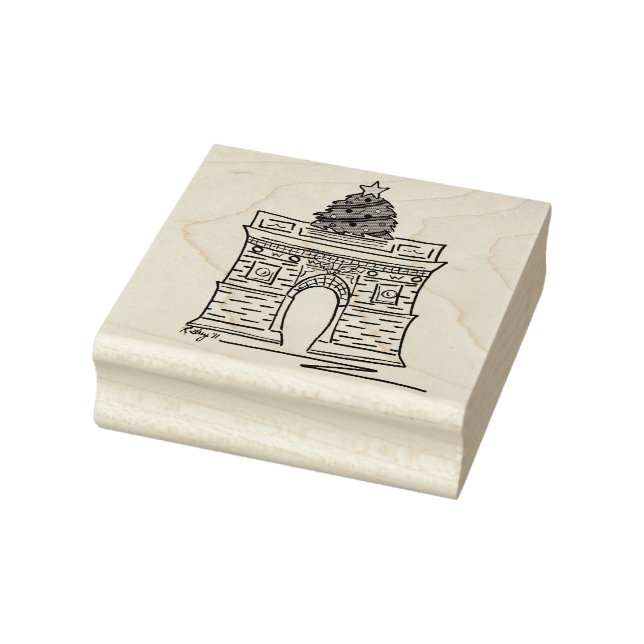 Washington Square Arch Tree NYC Christmas Holiday Rubber Stamp (Stamp)
