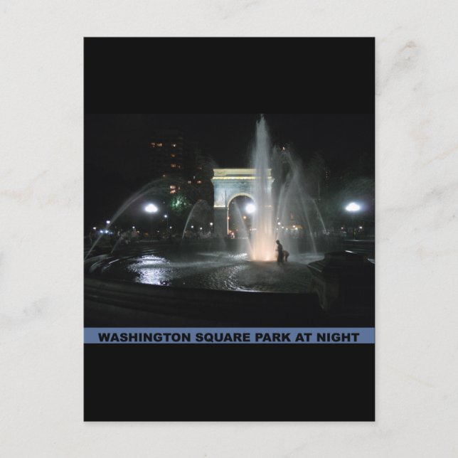 Washington Square Park at Night, NYC Postcard (Front)