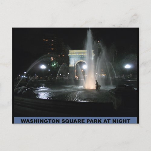 Washington Square Park at Night NYC Postcard