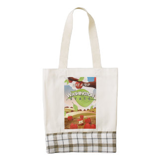 Washington State Apple tree Travel Poster Cartoon. Zazzle HEART Tote Bag