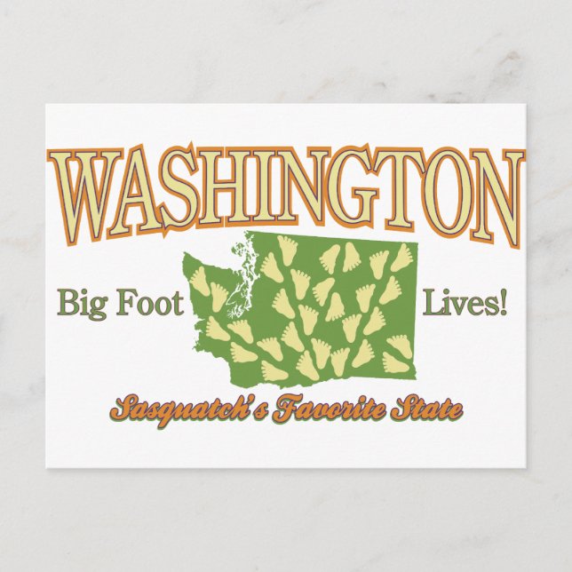 Washington State - Bigfoot Lives! Postcard (Front)