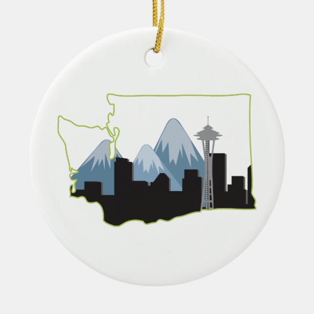 Washington State Ceramic Ornament (Front)
