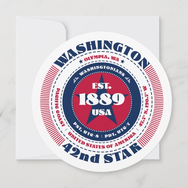 Washington State Circular Typography Flat Card (Front)