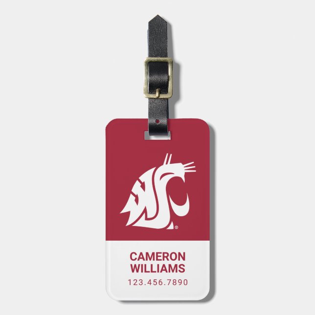 Washington State Cougar Luggage Tag (Front Vertical)