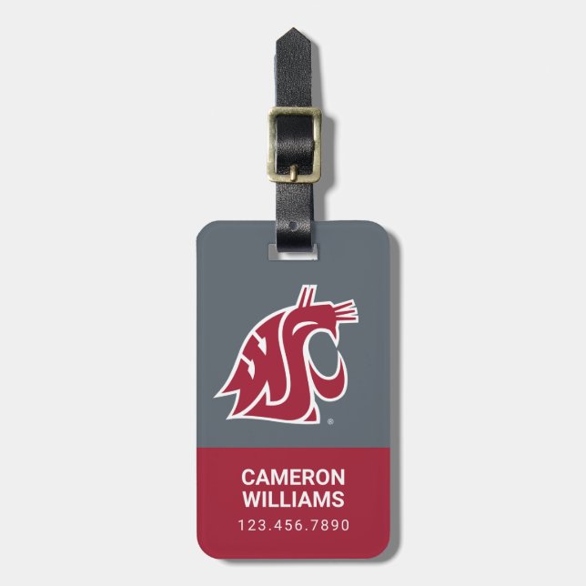 Washington State Cougar Luggage Tag (Front Vertical)