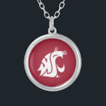 Washington State Cougar Silver Plated Necklace<br><div class="desc">Check out these official Washington State Cougar products! All of these products are customizable with your name, club, sport, or class year on Zazzle.com. Show off your Cougar pride by getting your WSU gear here. These products make perfect gifts for the Washington State student, alumni, family, friend, or fan in...</div>