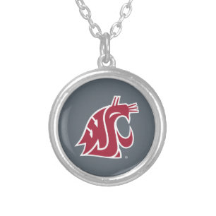Washington State Cougar Silver Plated Necklace