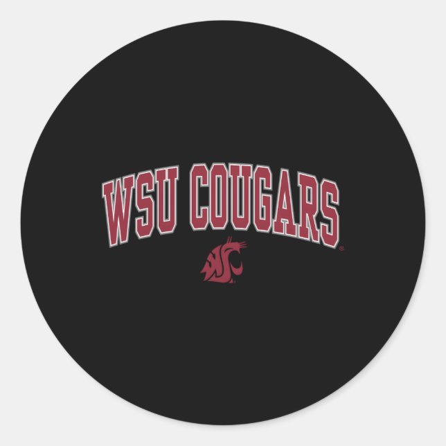 Washington State Cougars Arch Over Black Classic Round Sticker (Front)
